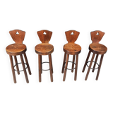 Mid century brutalist bar stools - set of 4, 1960s