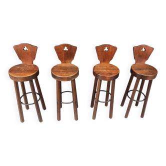 Mid century brutalist bar stools - set of 4, 1960s