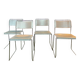 Set of 4 Italian Spilimbergo chairs in chromed steel and white plastic