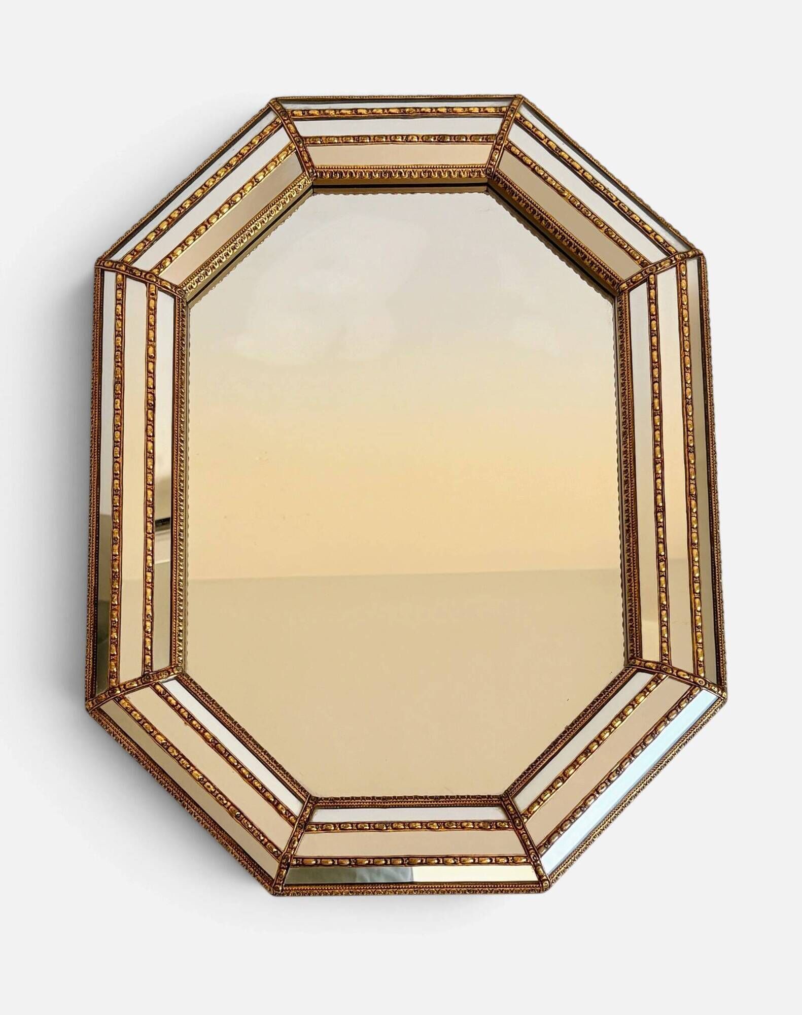 Octagonal Venetian Modern Hollywood Regency Mirror, Handmade in Spain, 1980