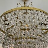 Cascade chandelier with crystal and brass tassels