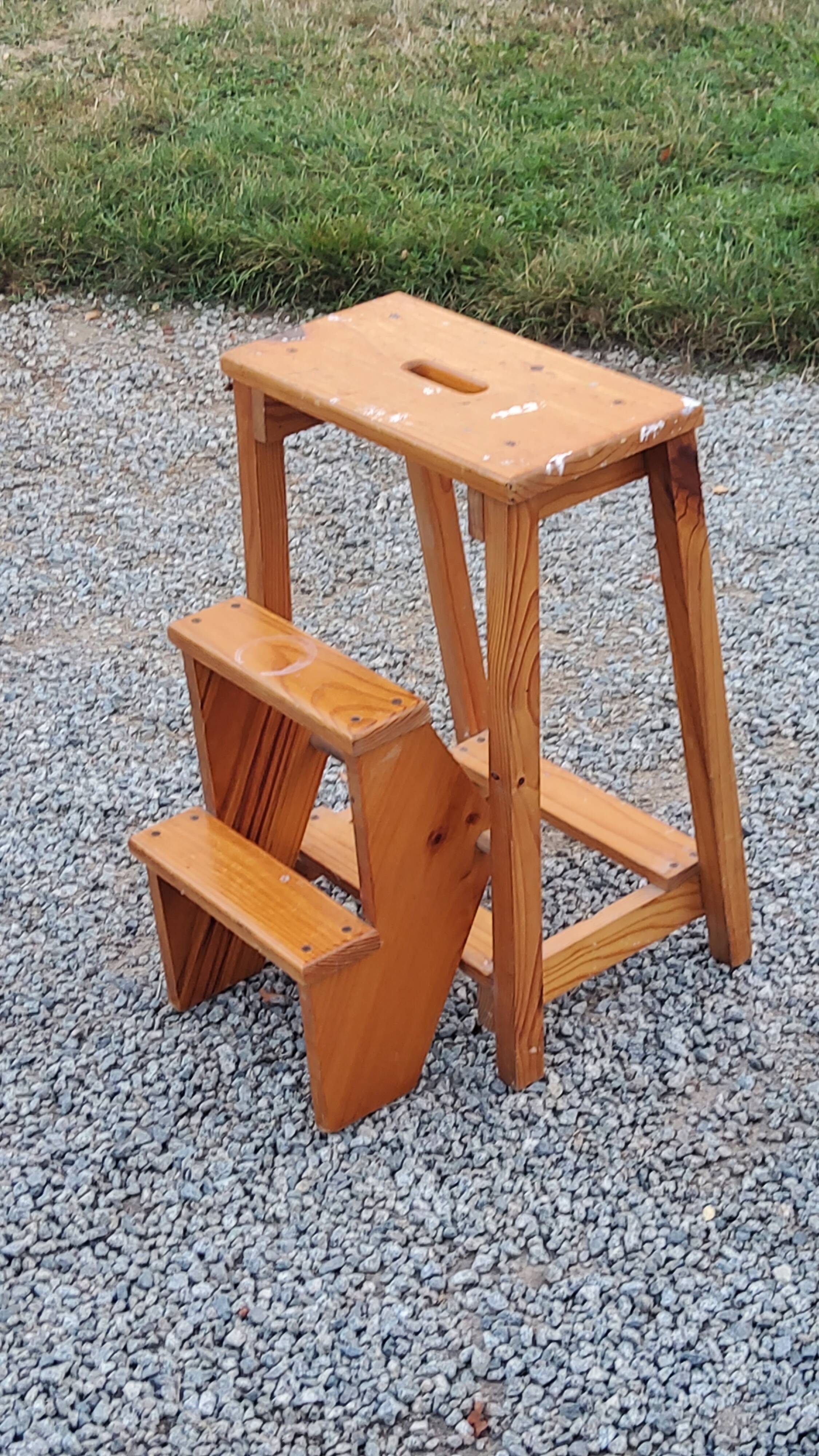 Escabeau en bois pliant 3 marches