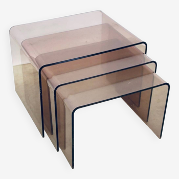 Plexi nesting tables by Michel Dumas