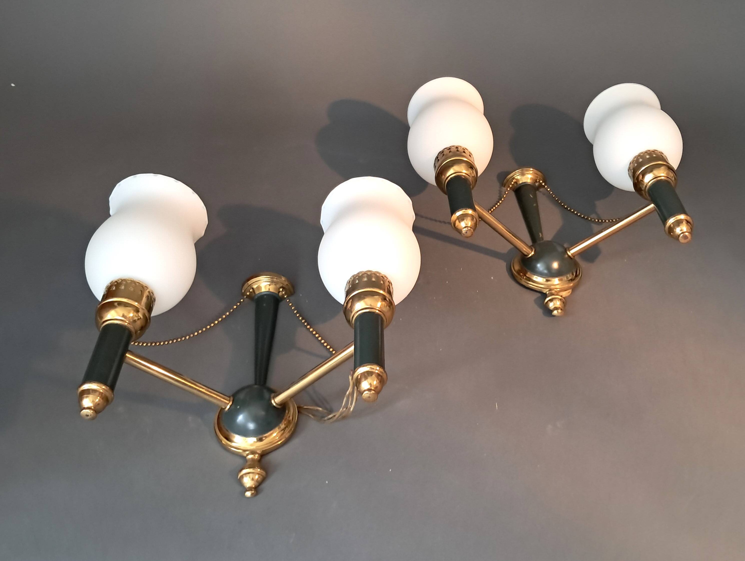 Pair of two-light sconces from Maison Lunel 1960.