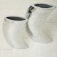 Pair of curved vases, aluminium cast, BOB, 1970-1980