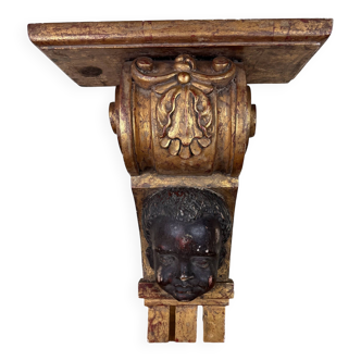 Console au nubien en bois doré et polychrome circa 1850