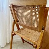 Folding wooden and cane chair