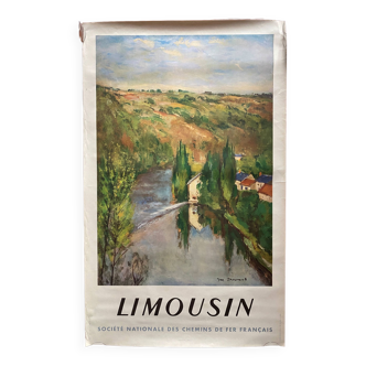 Affiche originale tourisme "Limousin" Chemin de Fer Français SNCF 62x100cm 1948