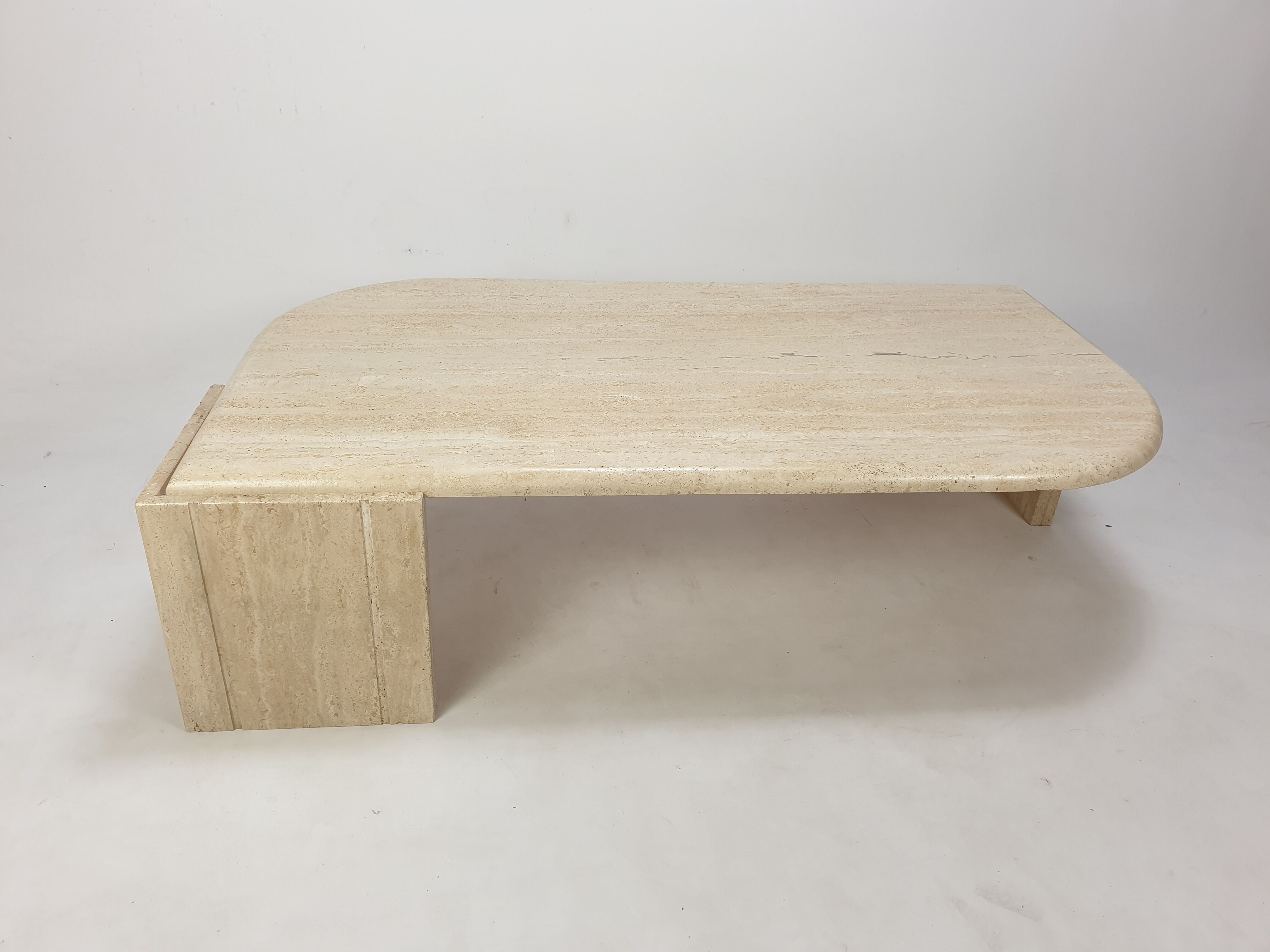 Italian travertine coffee table, 1980s