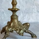 Bougeoir en bronze doré tripode XIXème