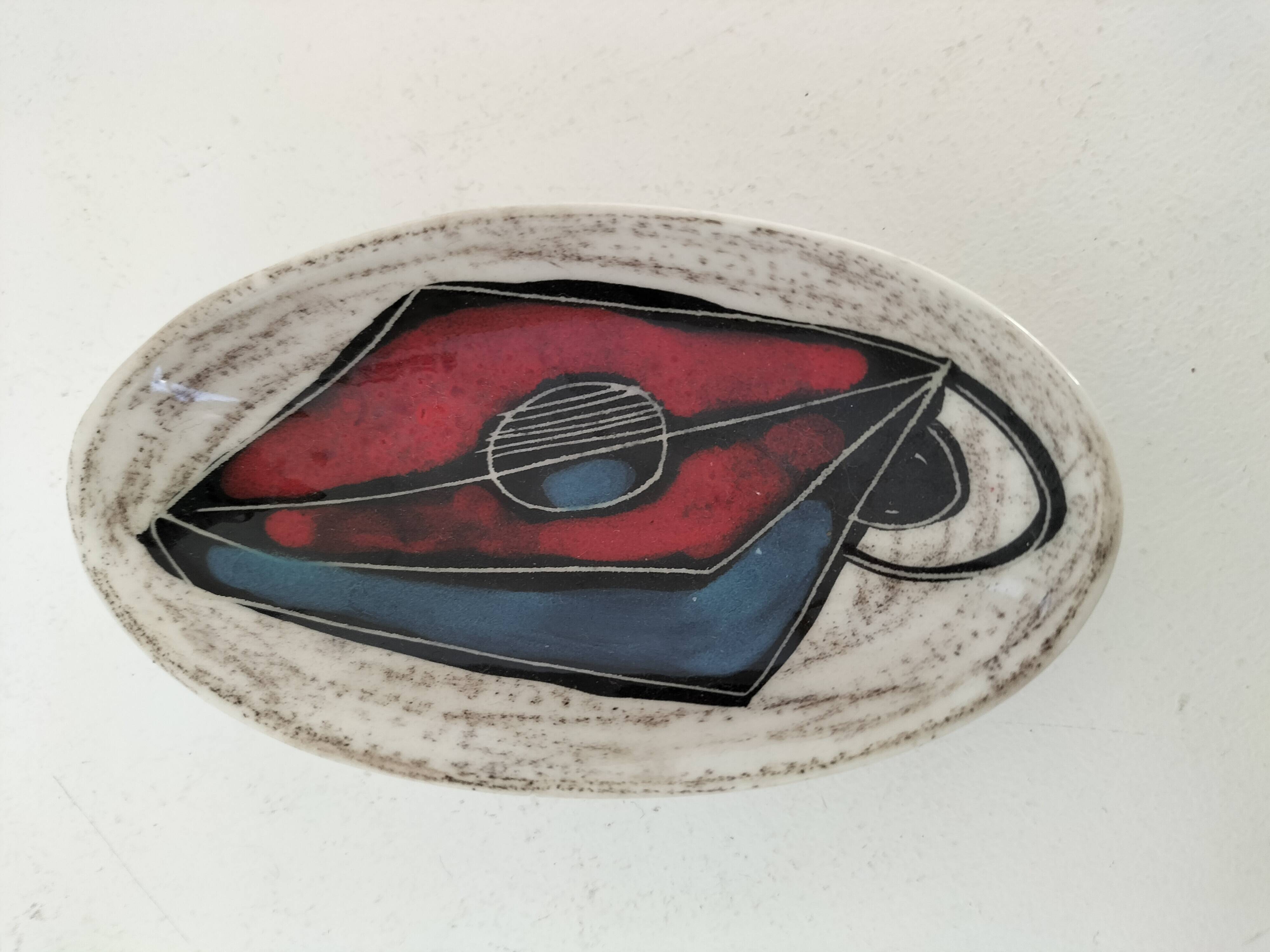 Trio of decorative glazed ceramic bowls – Italy, 1960s