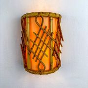 Pair of mid-century rattan wall sconces, circa 1970s, Italy