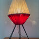 Lampe tripode en métal et laine années 50