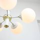Vintage Italian Brass and Opaline Sputnik Chandelier, 1970s