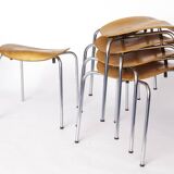 Set of 6 Egon Eiermann SE68 Stools – 1950s Mid Century Modern Beech Plywood