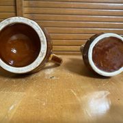 Pair of Barrel-Shaped Pitchers REVOL Flamed Ceramic 1/4 Litre Vintage