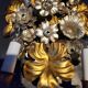 S.Salvadori Wandlampe vergoldet ersilbert Blumenmuster