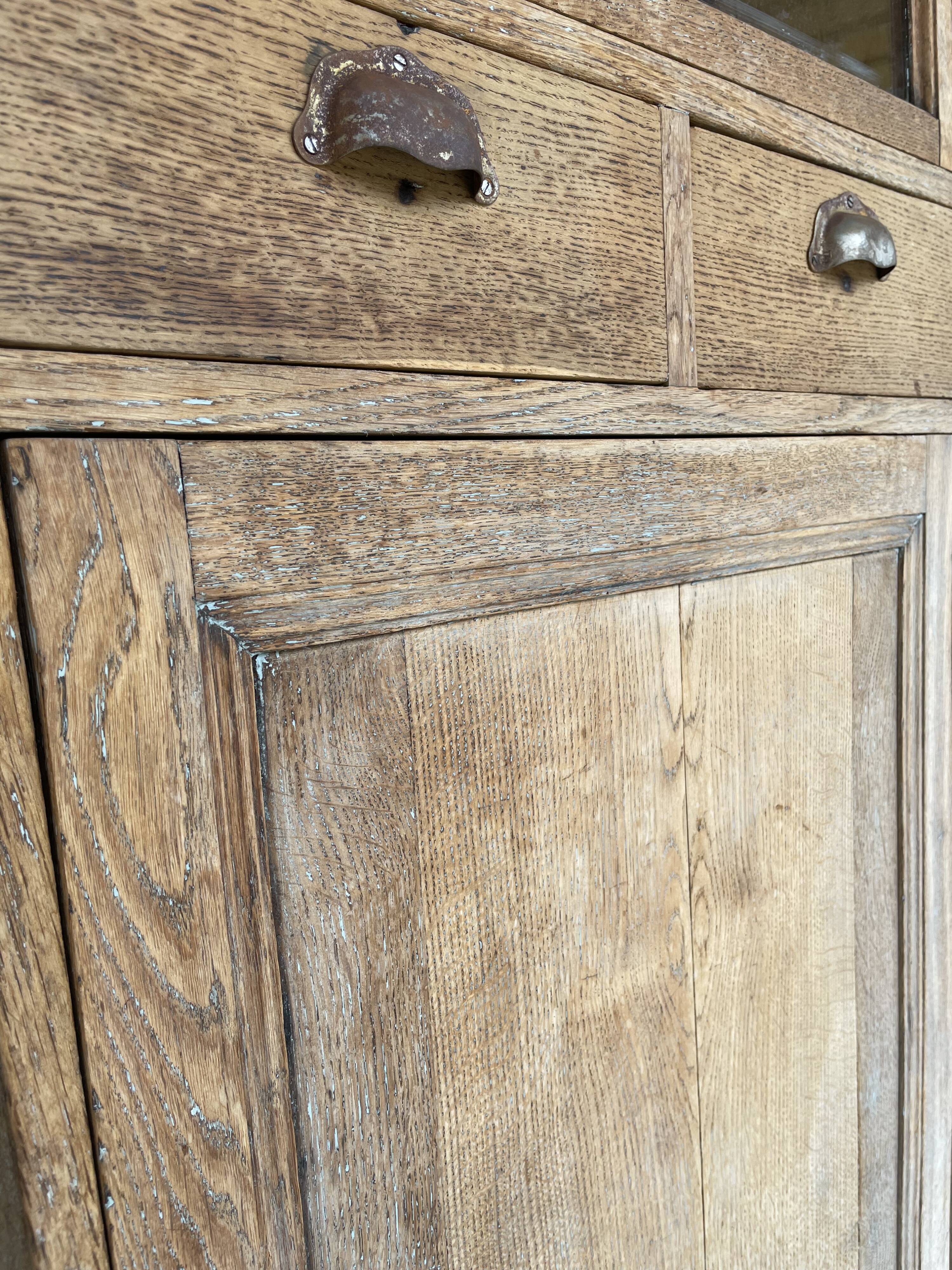 Antique solid oak showcase