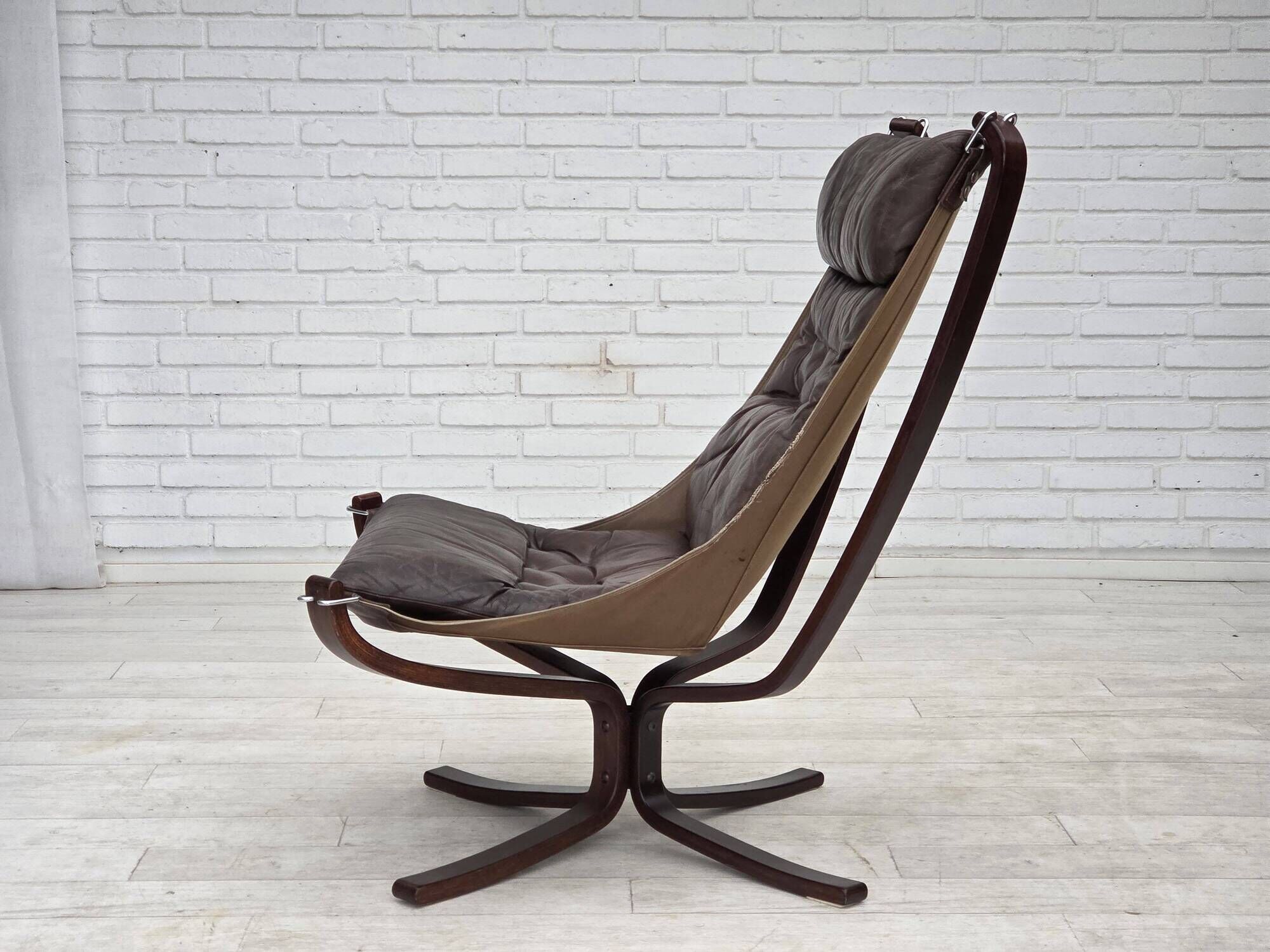 1970s, Norwegian design by Sigurd Ressel, chair "Falcon" with footstool.