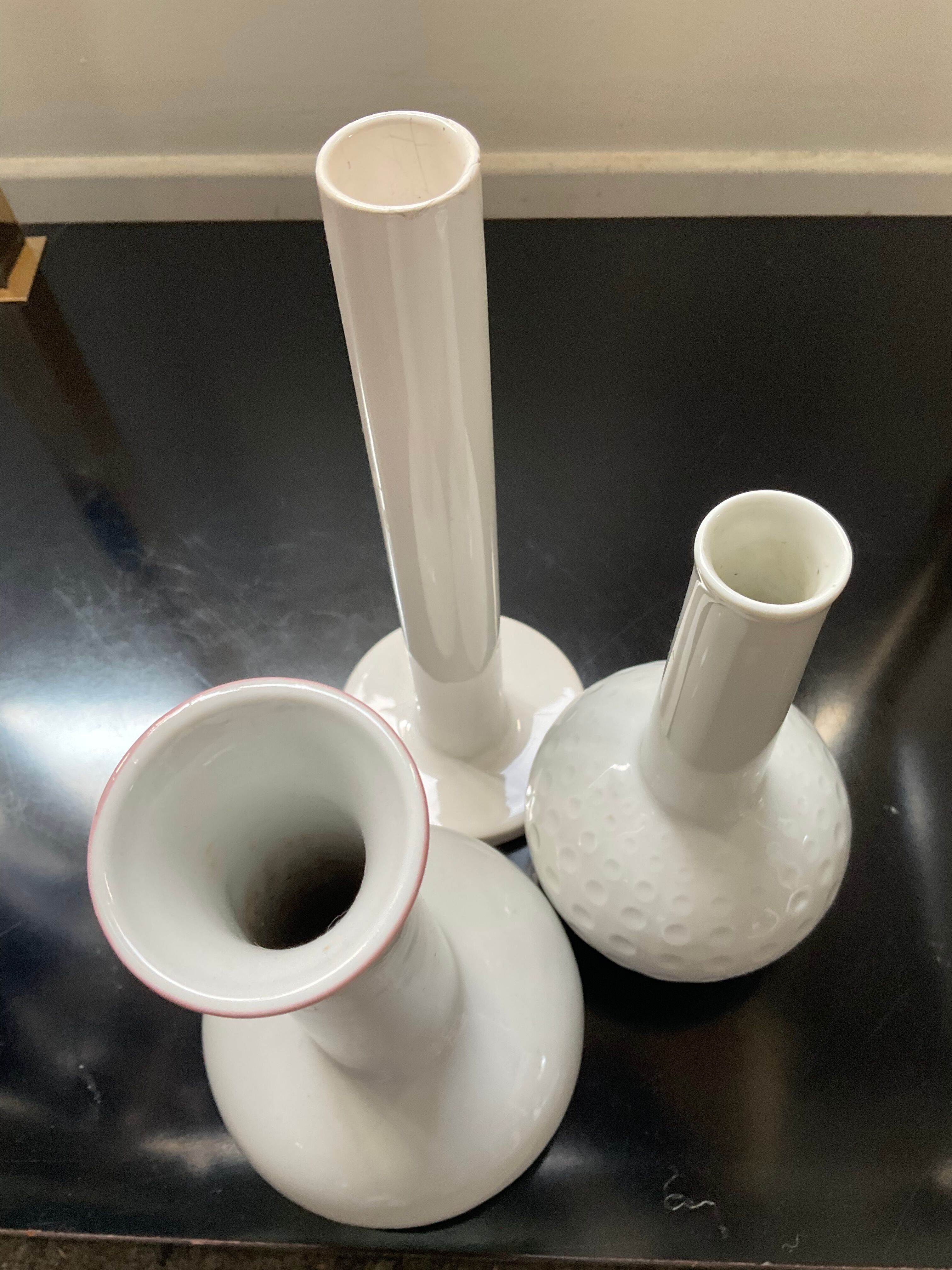 Trio de vases soliflores en céramique émaillée Germany