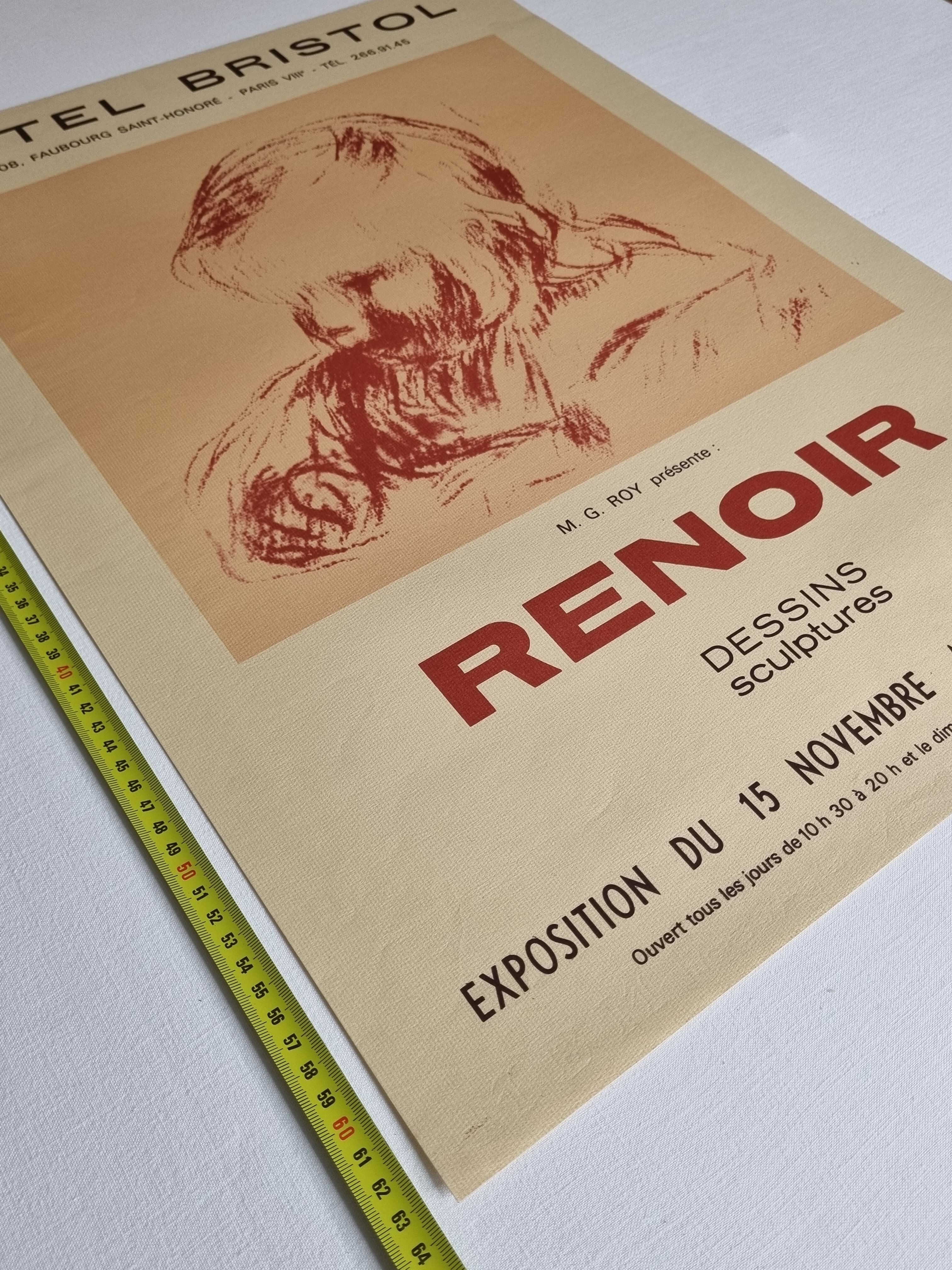 Lithographic poster on Arches paper, Renoir, Hotel Bristol, 1974
