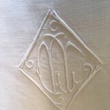 Old white linen sheet with days and monogram TD 168 X 300 cm