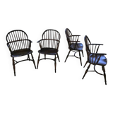4 x Classic Georgian Bow and Stick Back Windsor Chair / Crinoline stretcher chairs