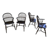 4 x Chaises Windsor à dossier en arc géorgien classique et à barre transversale en crinoline