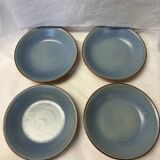 Set of 4 blue stoneware plates