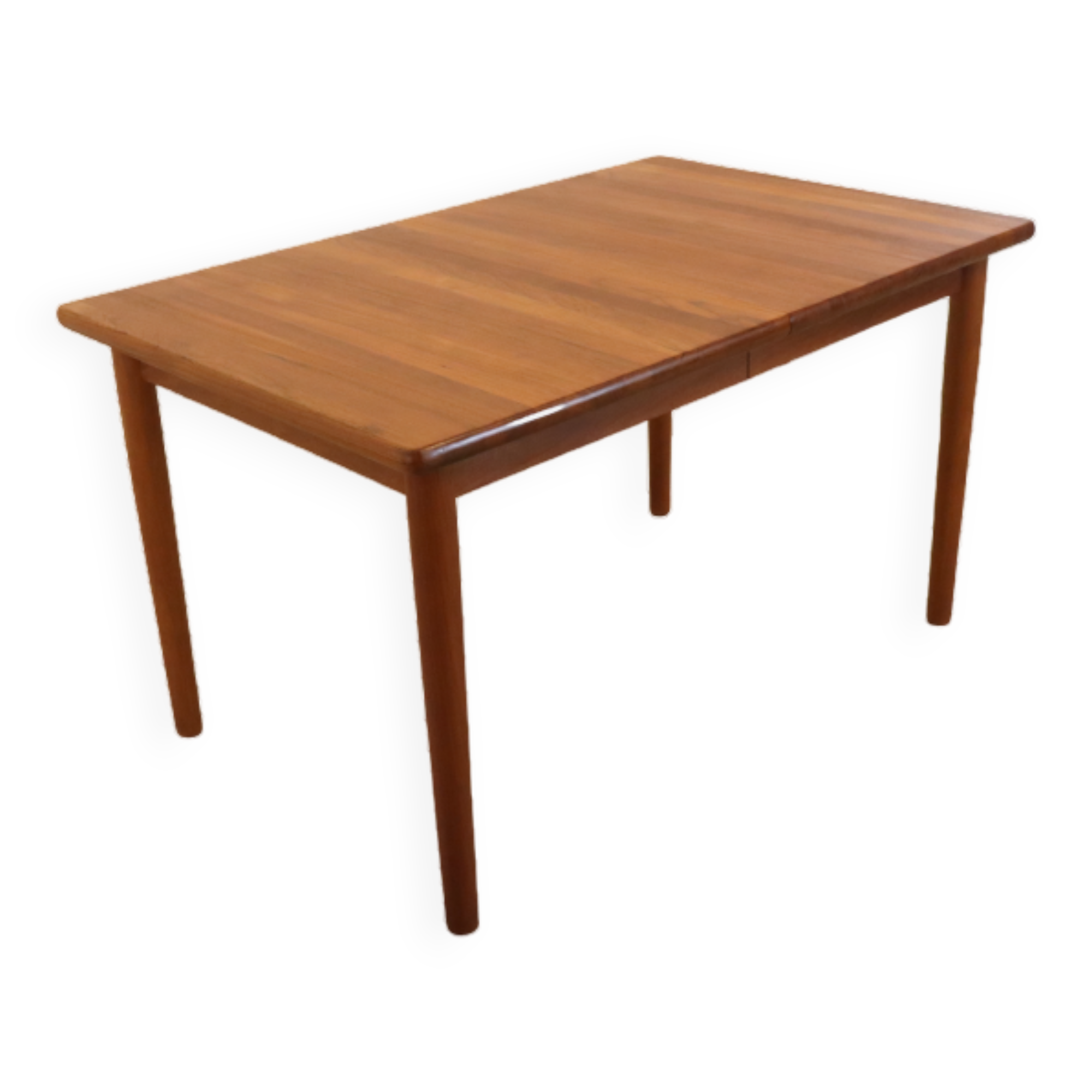 Vintage mid century modern KS Denmark rectangular teak extendable dining table 'Marbjerg'