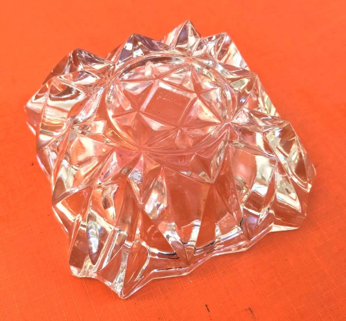 1970s Ashtray Clear Cut and Chiseled Glass