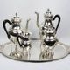 Empire-style tea and coffee service with ram's head spout - silver-plated, 5 pieces