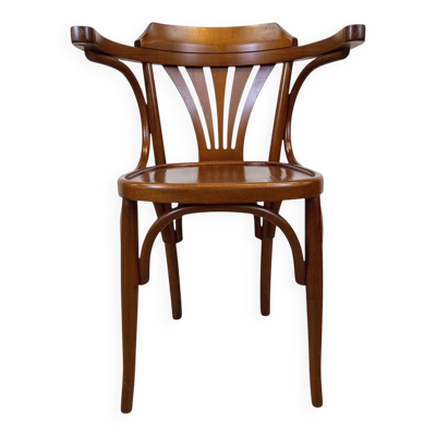 Fauteuil de bureau bistrot en hêtre courbé, style Thonet, circa 1960