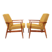 Two Lounge Chairs Vintage Mustard Boucle,  Mid Century Design, 1960