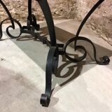 Robert merceris coffee table in wrought iron and 1940s marble