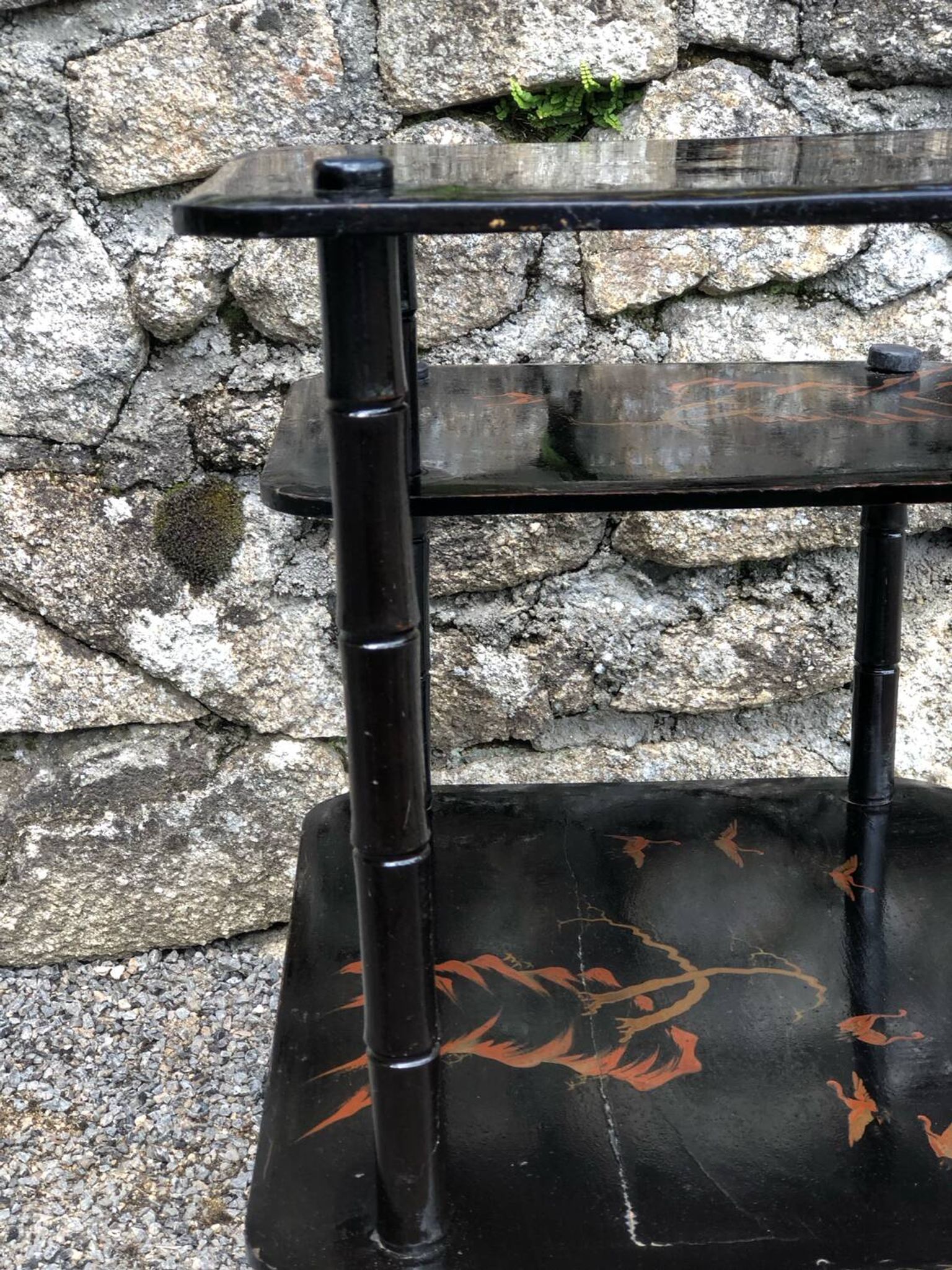 Etagere ancienne chinoise laquee noire napoleon iii