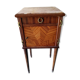 Louis XVI-style wooden veneer bedside table, marble top