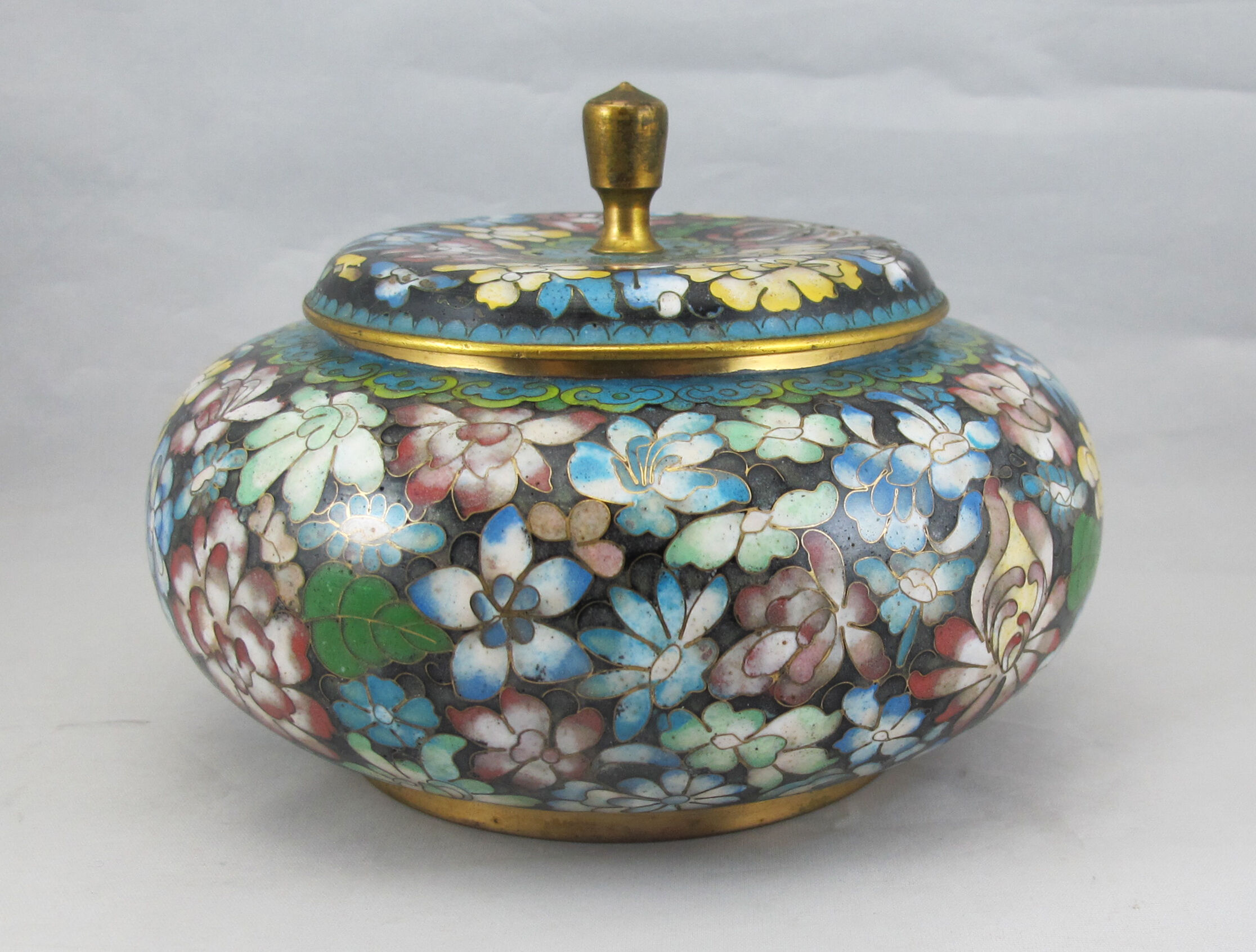 Pot couvercle en bronze émail cloisonne Chinois Chine