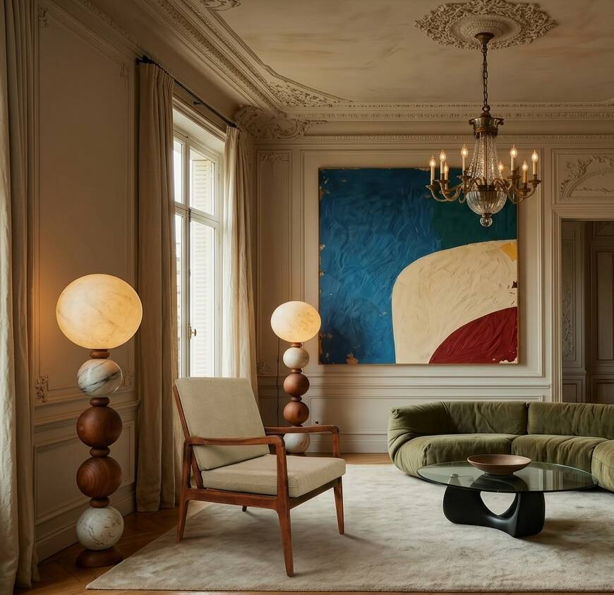 Fauteuil vintage olive vert velours côtelé 1960