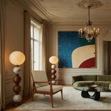 Fauteuil vintage olive vert velours côtelé 1960