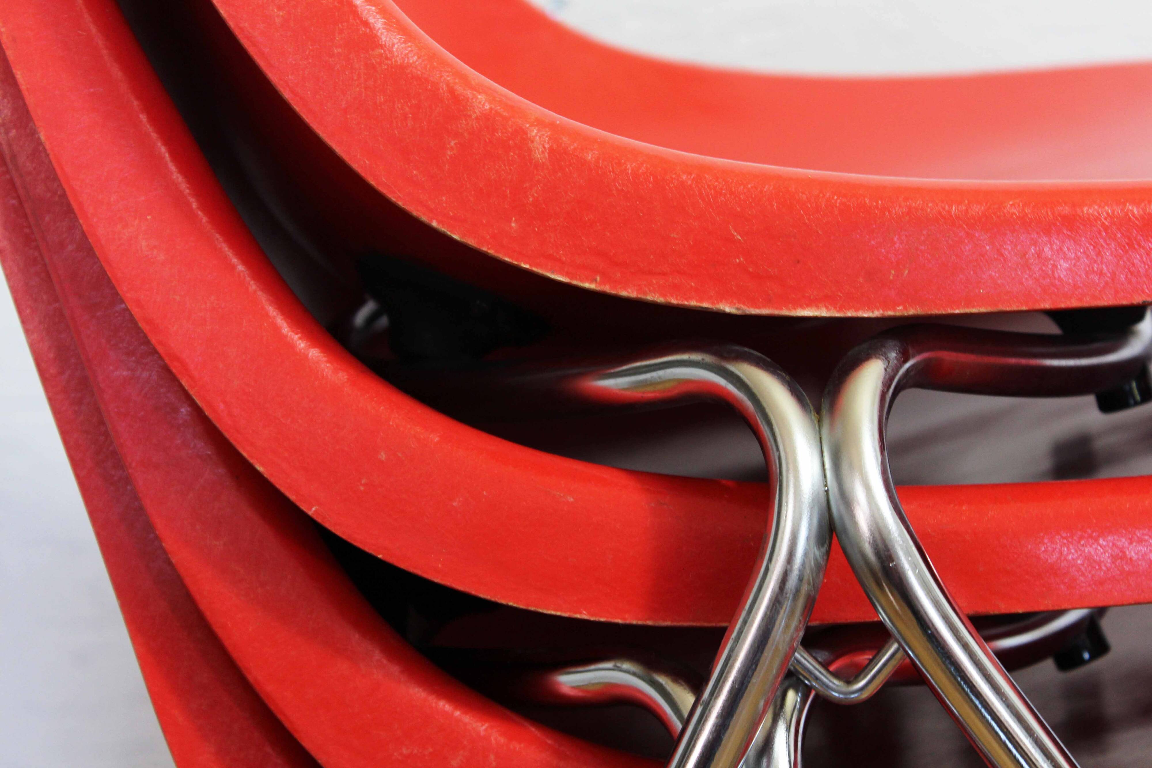 Set de 4 chaises en fibre de verre stella 1970