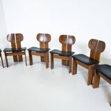 Mid-Century Modern Set of 6 Africa Chairs by Afra & Tobia Scarpa for Maxalto, 1970s
