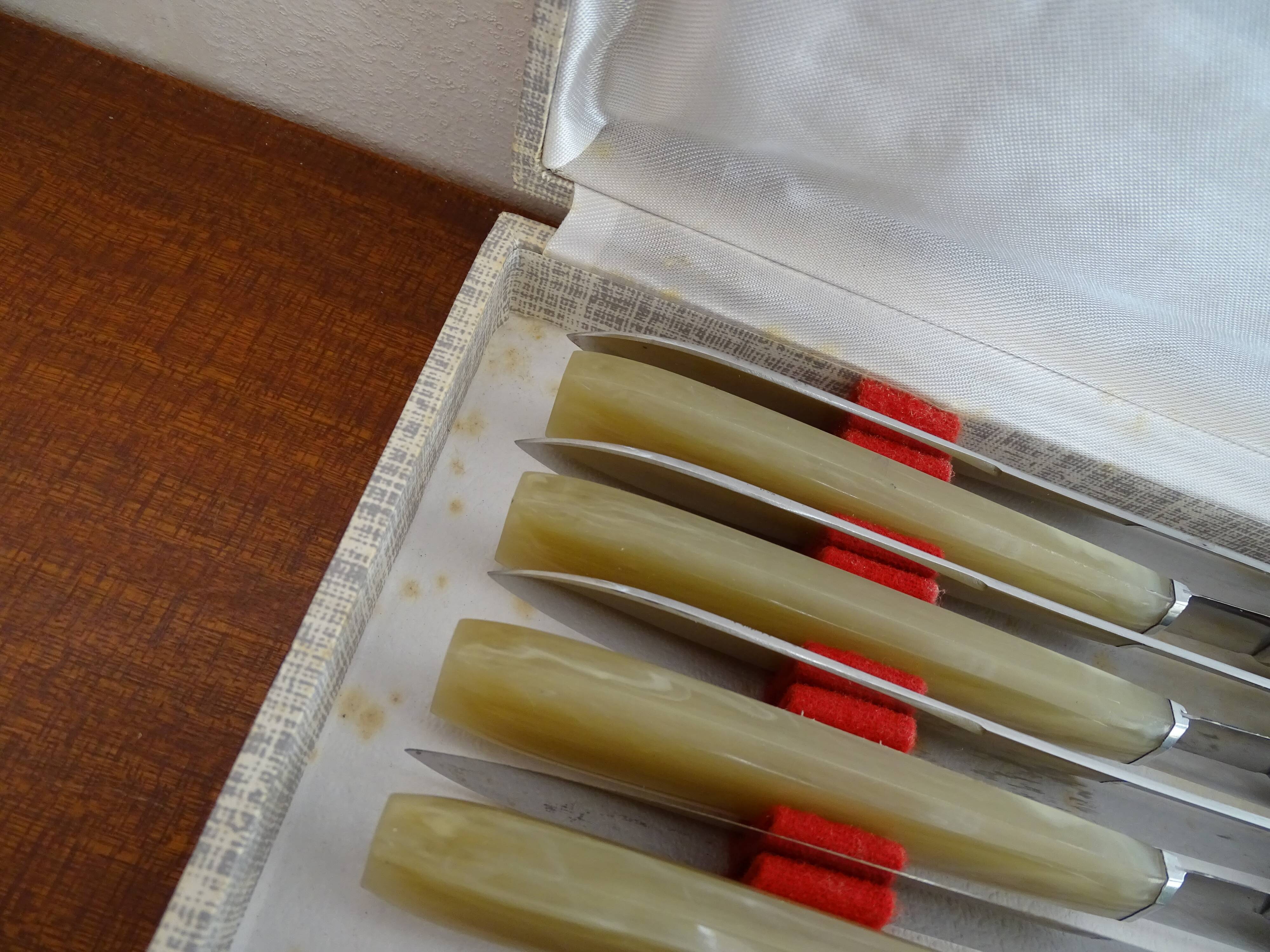 Lot 12 Art Deco style knives in case