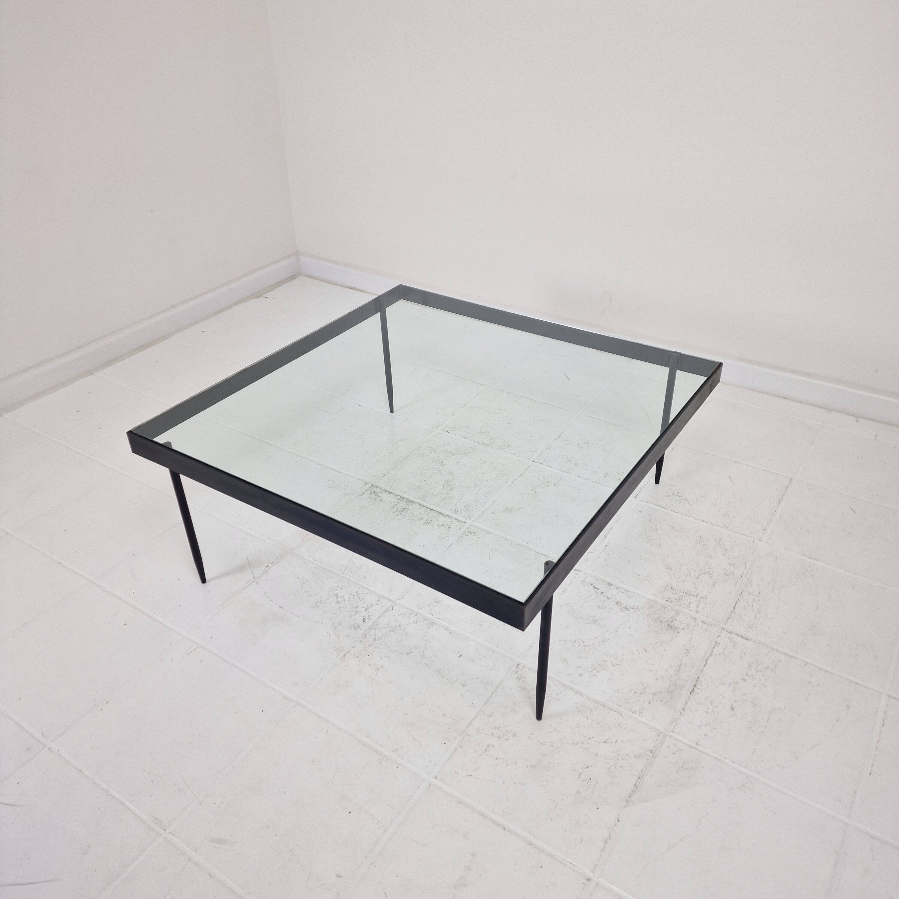 Janni Van Pelt "G4A" Coffee Table in Steel and Glass, Netherlands 1958
