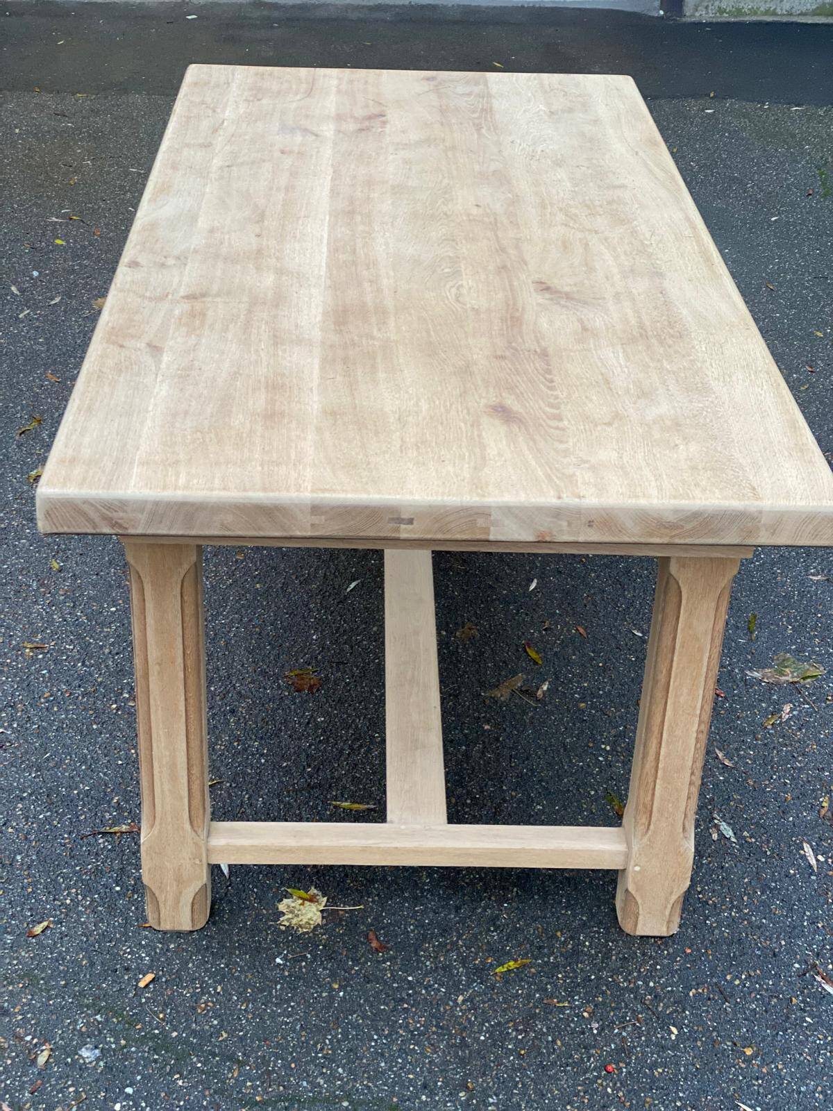 Extendable farmhouse dining table restored in solid oak, 19th century, 180-280cm