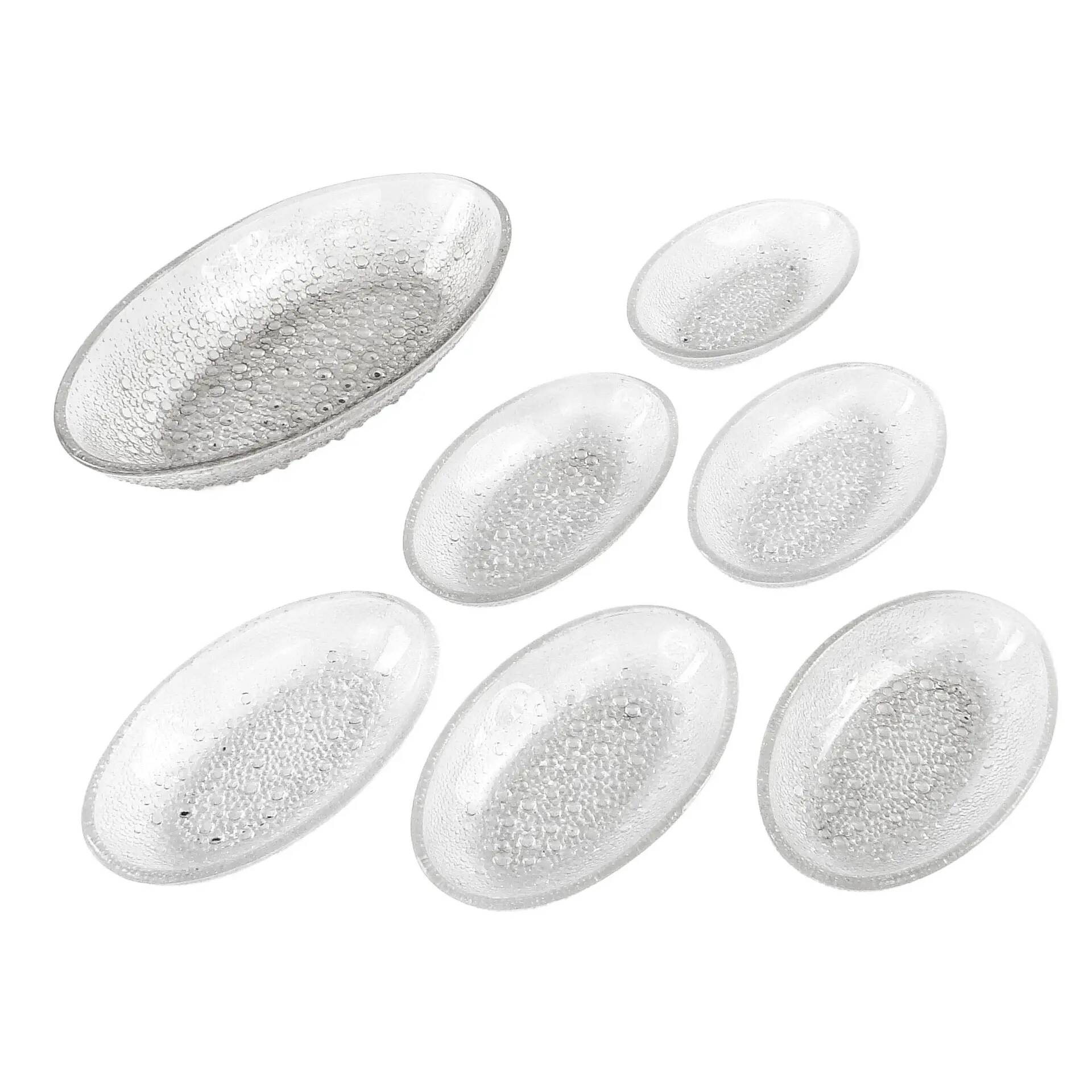 Set of dessert plates Krople Rosy, transparent glass, design by J. Drost, Ząbkowice, Poland, 1970s