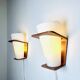 Nx41 Wood And Curved Glass Wall Lamps By Louis Kalff For Philips, The Netherlands 1950S