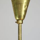 Italian Art Deco Chandelier in Brass and Yellow Glass, 1940s