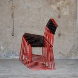 Set of 8 stackable chairs 'Scoubidou' vintage