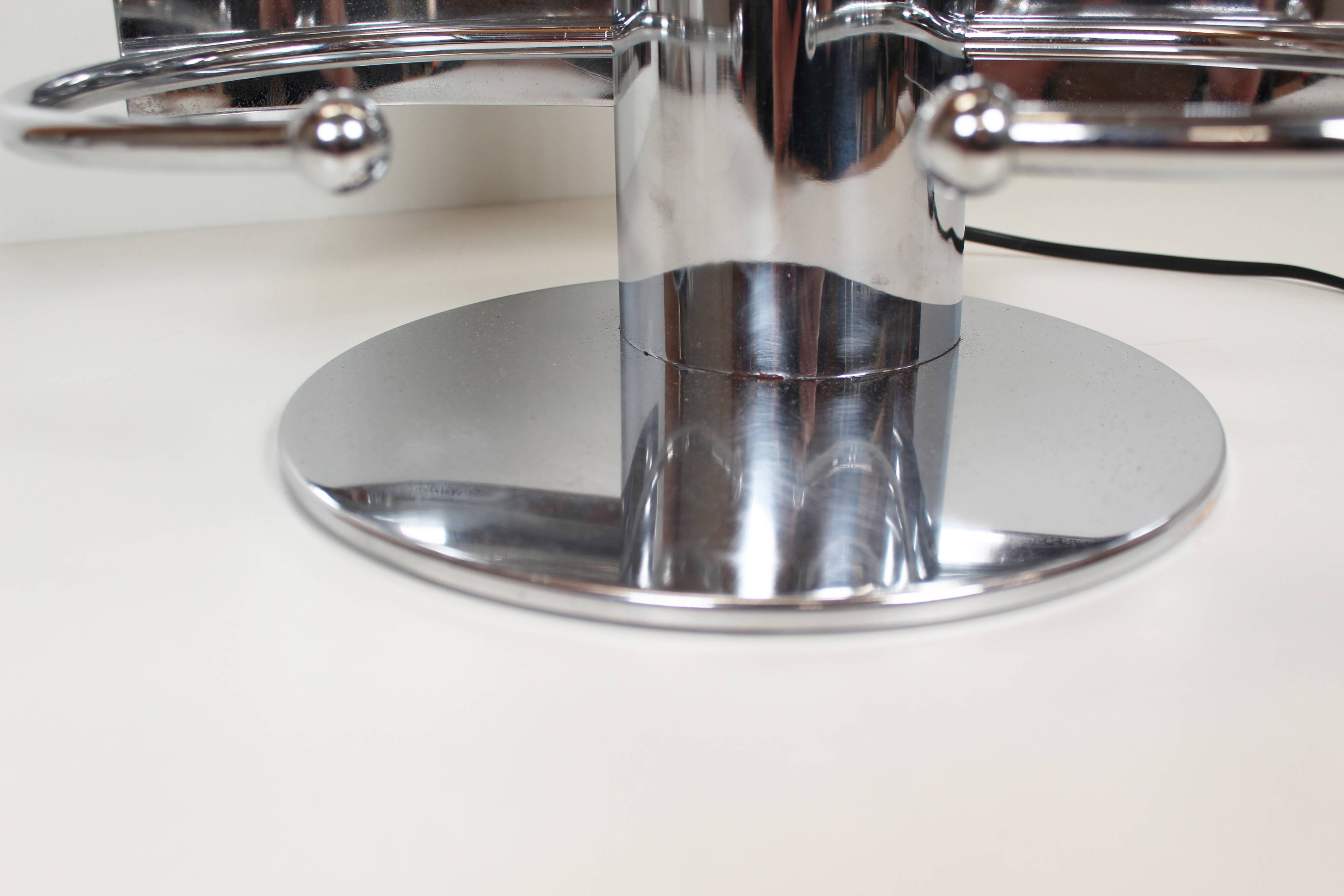 Unique & exceptional Italian 1960s Space age chrome table lamp